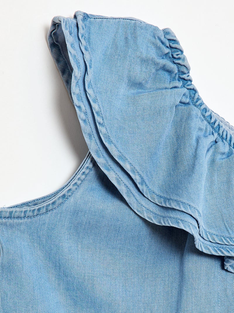 Top asymétrique à bretelles et col à volants Bleu - Kiabi