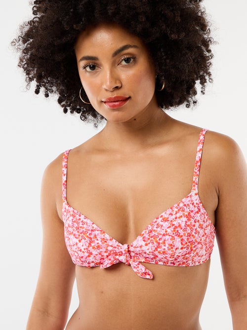 Top bikini a triangolo floreale con nodo - Kiabi