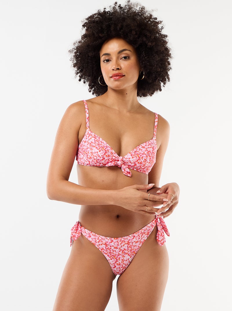 Top bikini a triangolo floreale con nodo Rosa - Kiabi