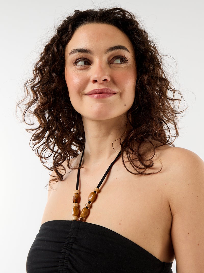 Top bustier avec tour de cou Noir - Kiabi