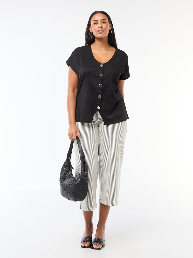 Top con bottoni dorati Nero - Kiabi