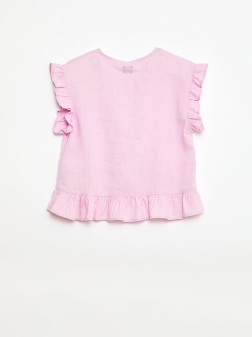 Top con volant in misto lino - Kiabi