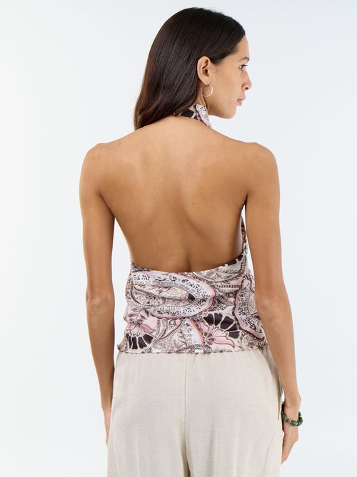 Top elasticizzato tinta unita asimmetrico in raso - Kiabi