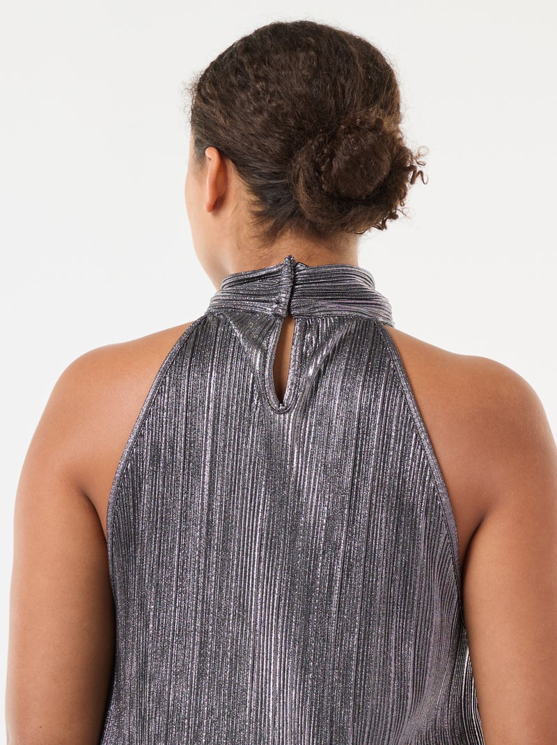 Top emmanchures américaines maille plissée Gris - Kiabi