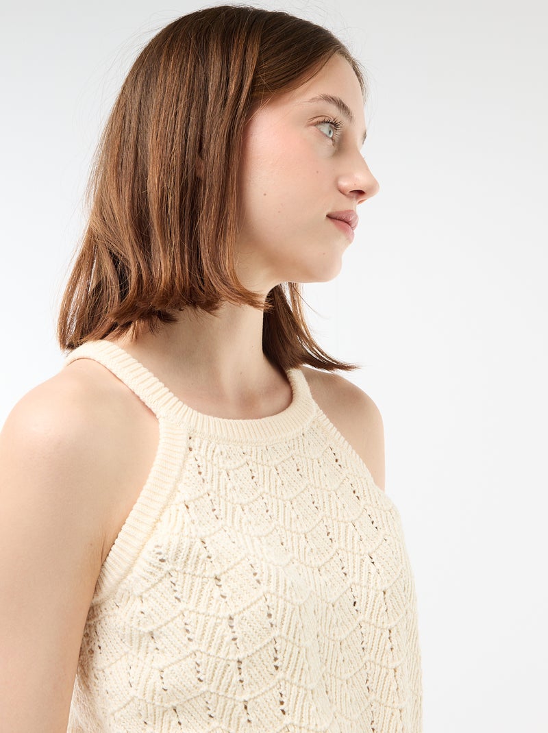 Top en crochet à emmanchures américaines Beige - Kiabi