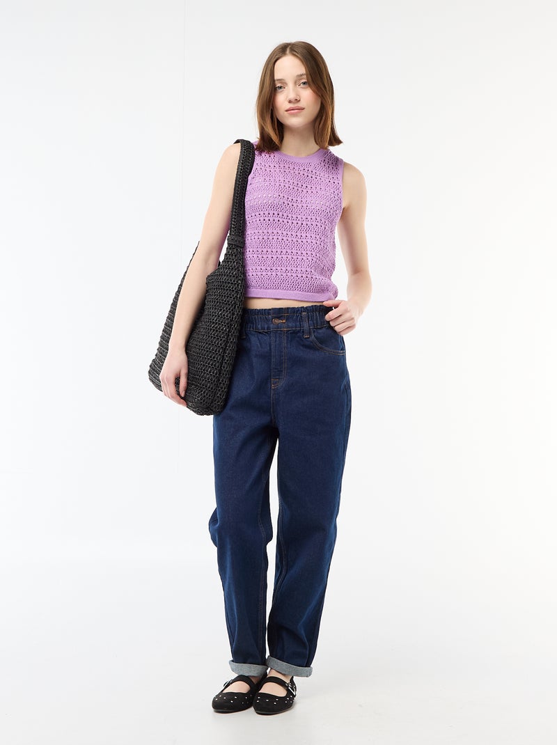 Top en crochet ajouré avec emmanchures larges Violet - Kiabi