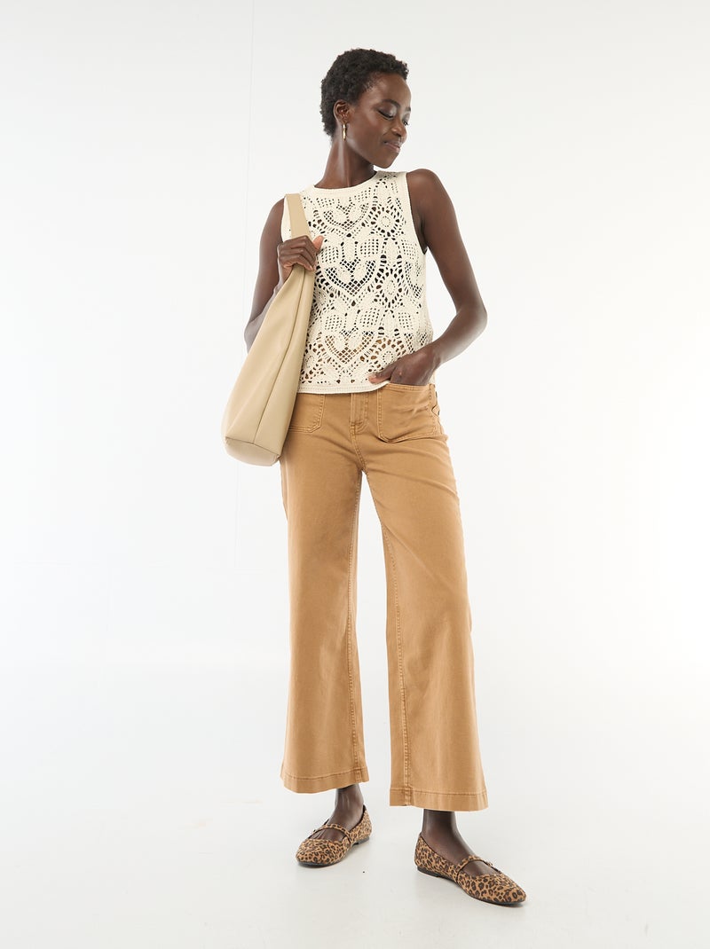 Top en crochet sans manches Beige - Kiabi