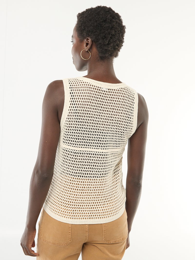 Top en crochet sans manches Beige - Kiabi
