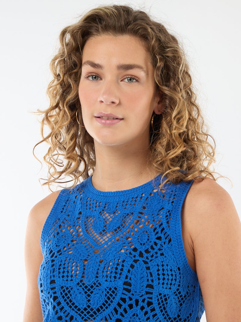 Top en crochet sans manches Bleu - Kiabi