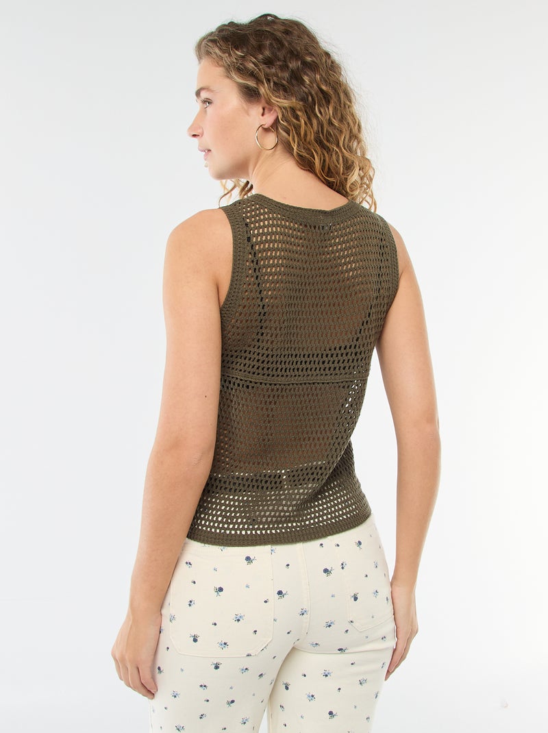 Top en crochet sans manches Kaki - Kiabi