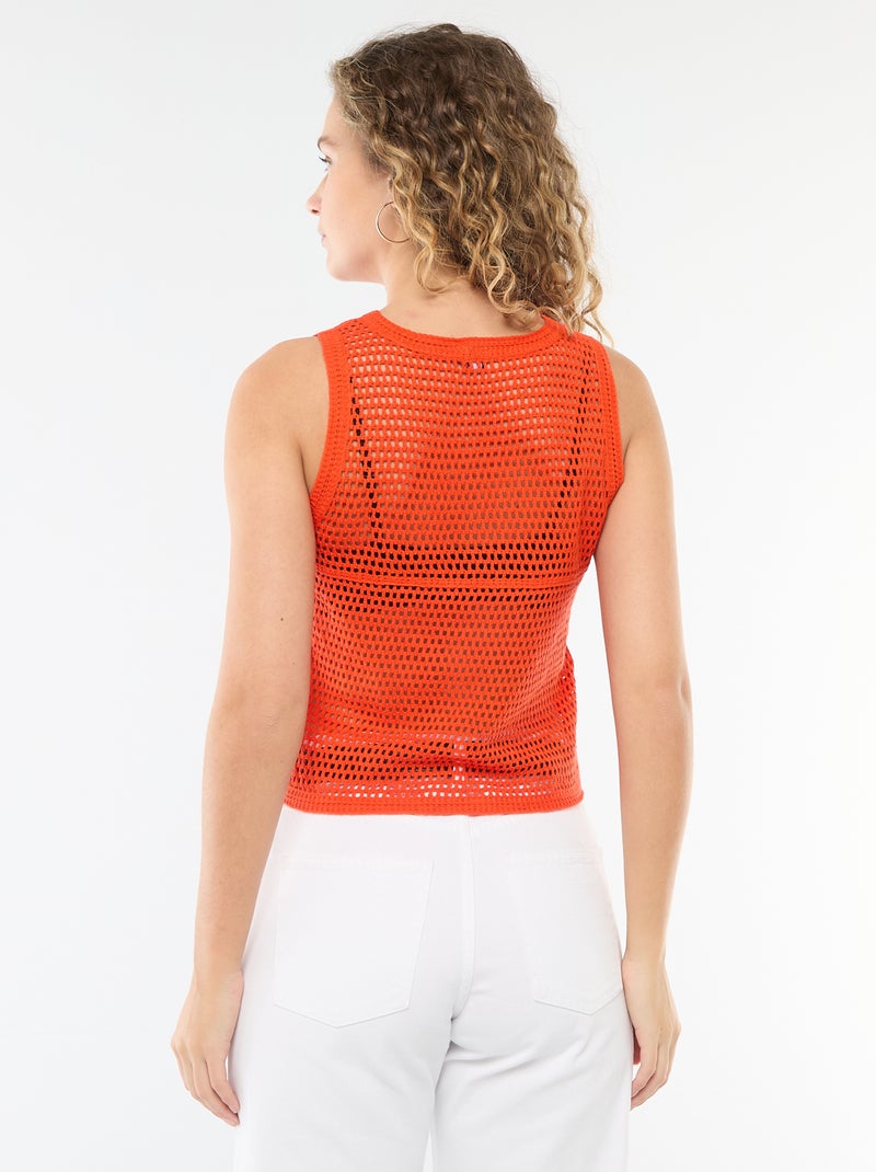 Top en crochet sans manches Orange - Kiabi