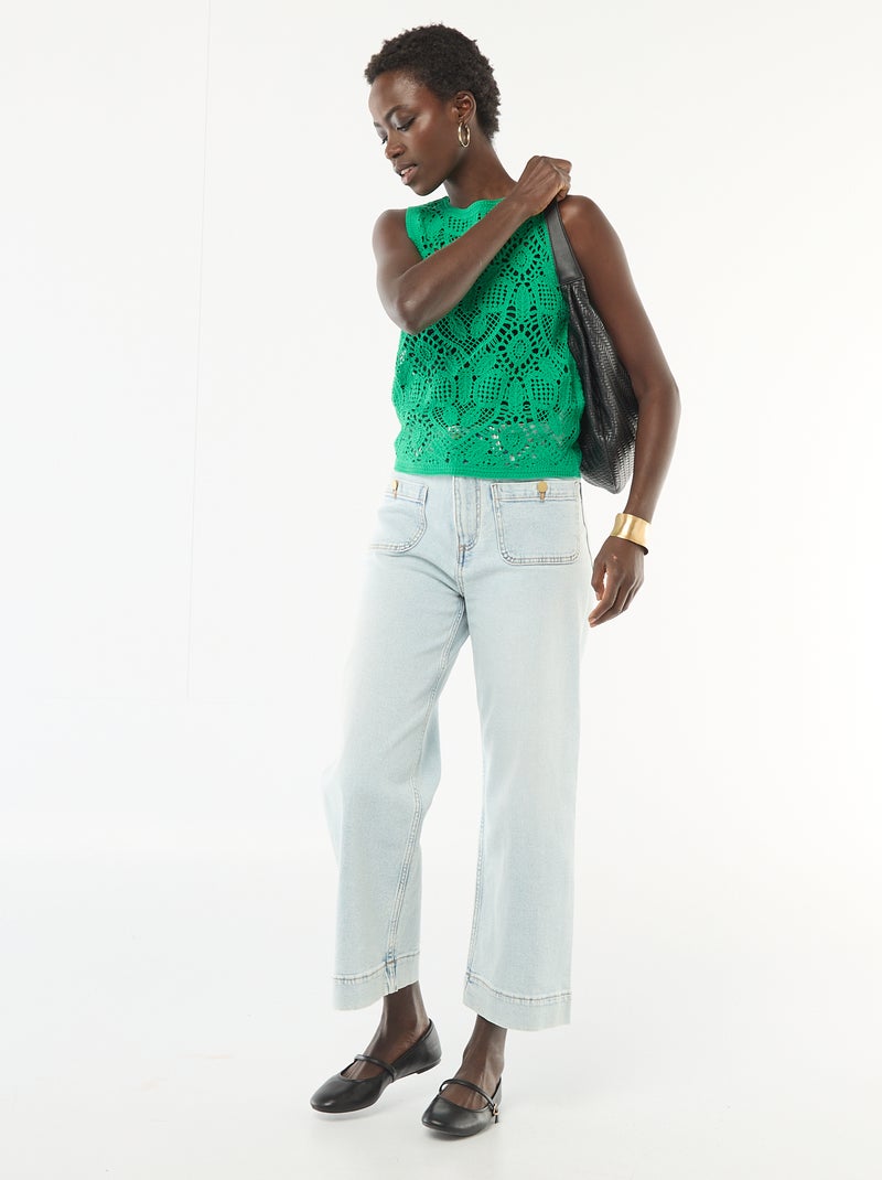 Top en crochet sans manches Vert - Kiabi