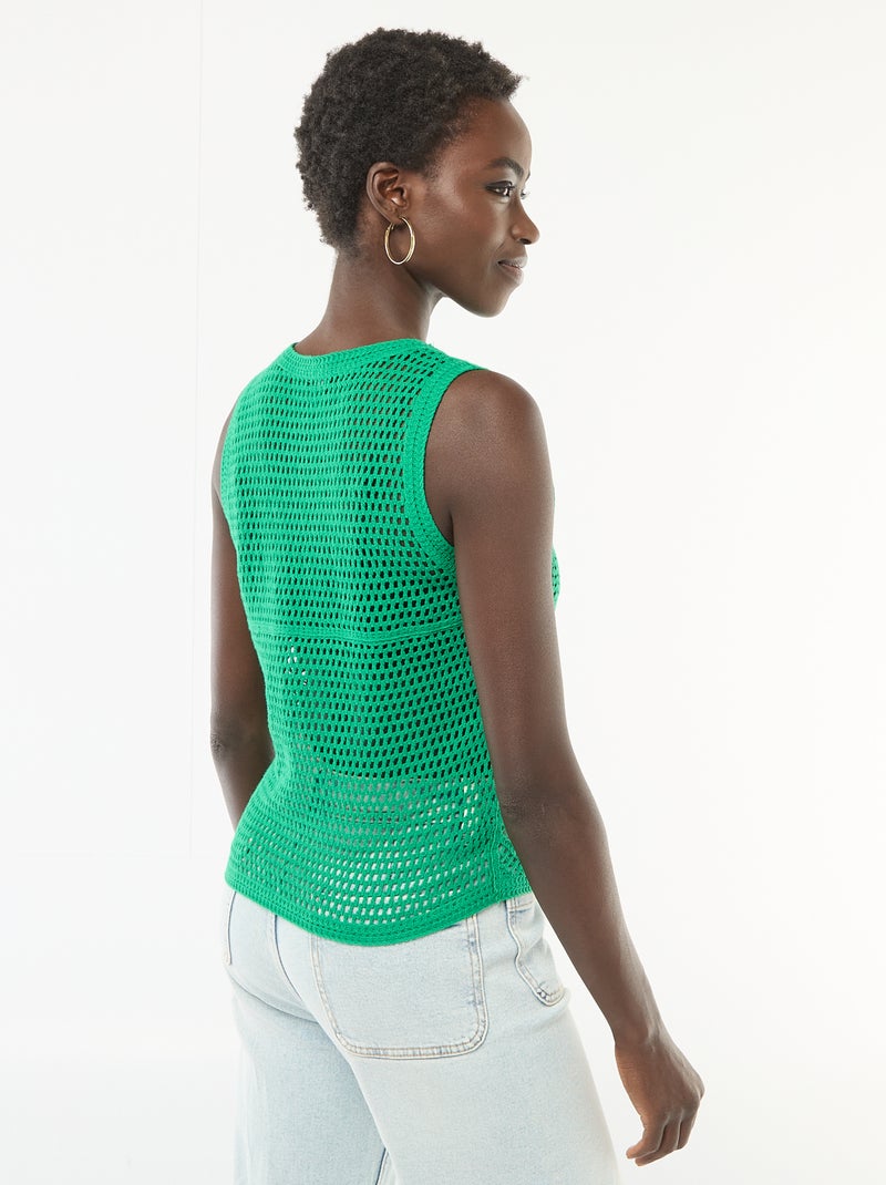 Top en crochet sans manches Vert - Kiabi