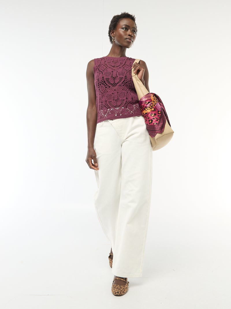Top en crochet sans manches Violet - Kiabi