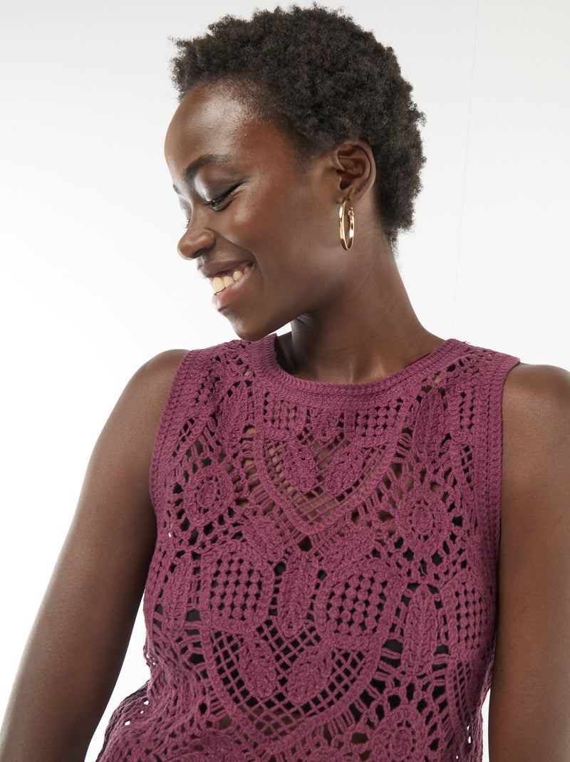 Top en crochet sans manches Violet - Kiabi