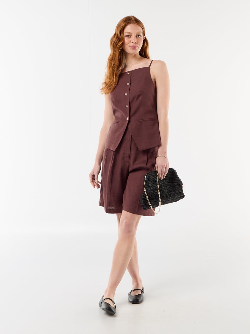 Top en lin esprit veste sans manches Marron - Kiabi