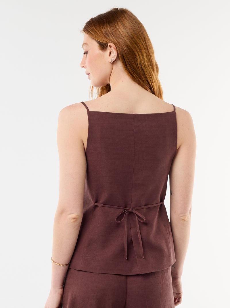 Top en lin esprit veste sans manches Marron - Kiabi