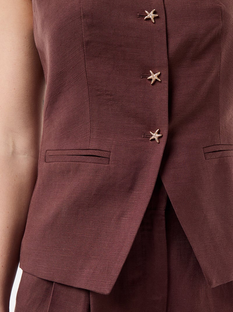 Top en lin esprit veste sans manches Marron - Kiabi