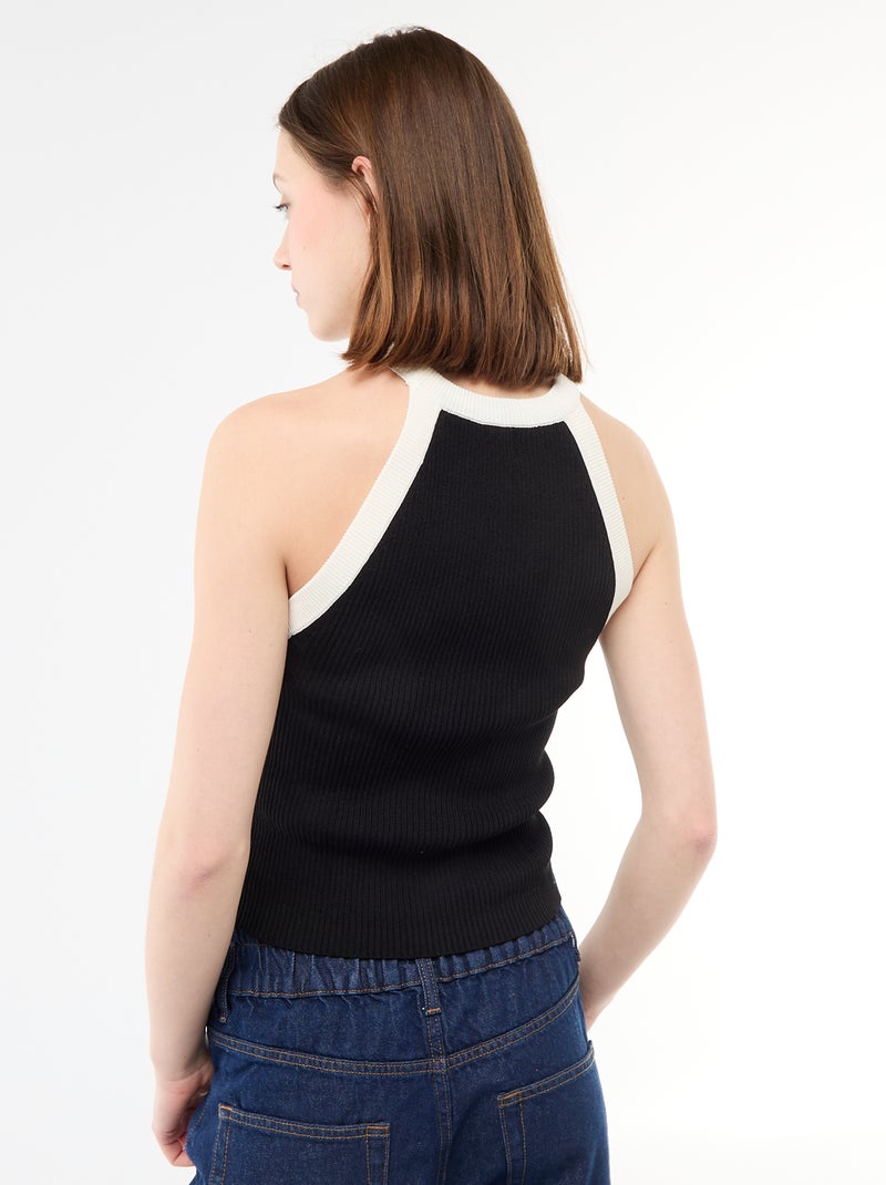 Top en maille à emmanchures américaines Noir - Kiabi