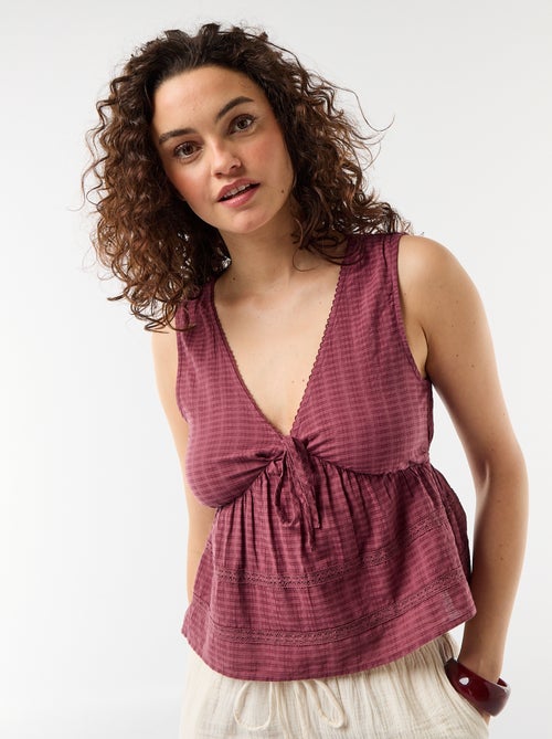 Top en maille ajourée sans manches - Kiabi