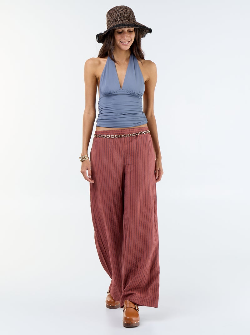 Top en matière stretch tour de cou Gris - Kiabi