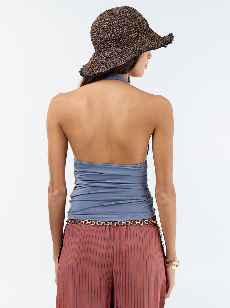 Top en matière stretch tour de cou Gris - Kiabi