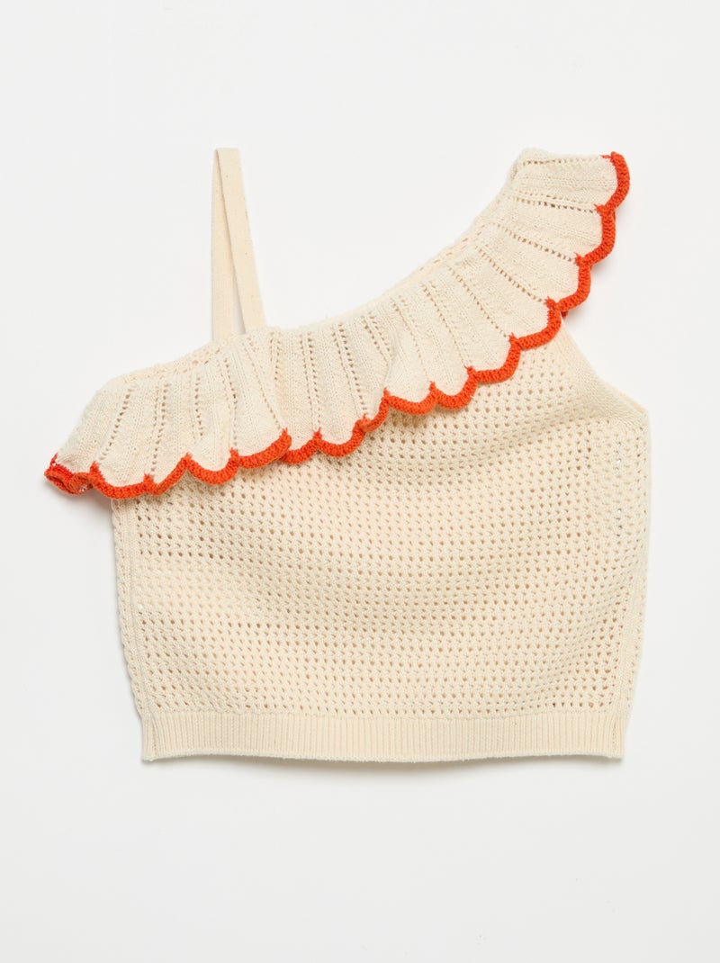 Top en tricot à col asymétrique Beige - Kiabi