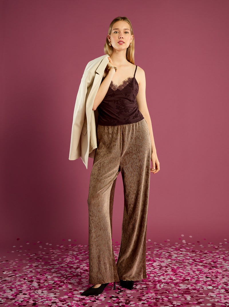 Top en tulle à motif fleuri Rouge - Kiabi