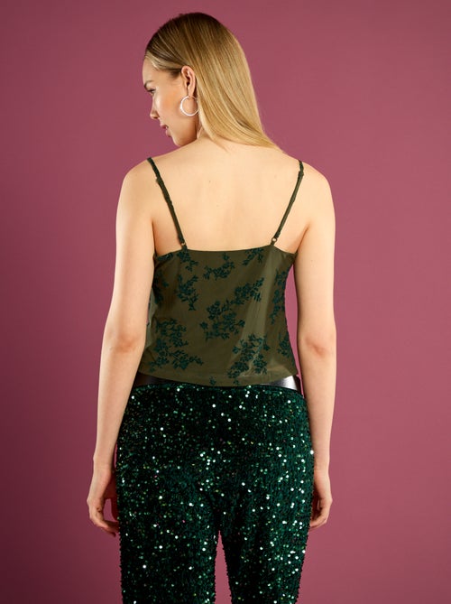 Top en tulle à motif fleuri - Kiabi