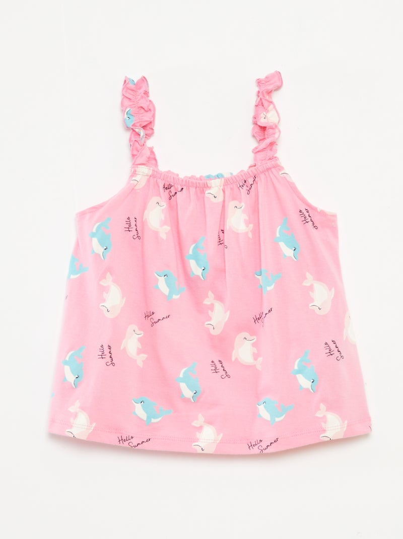 Top imprimé à bretelles volantées BLEU - Kiabi