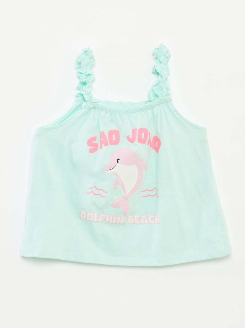 Top imprimé à bretelles volantées BLEU - Kiabi