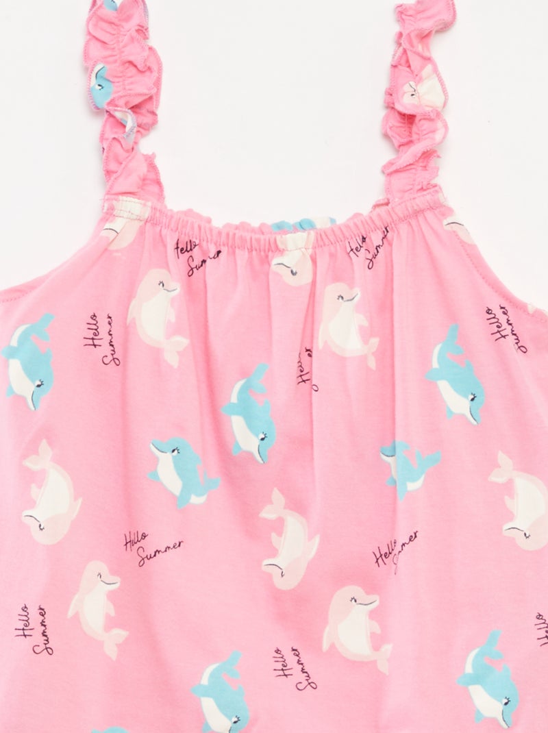 Top imprimé à bretelles volantées BLEU - Kiabi