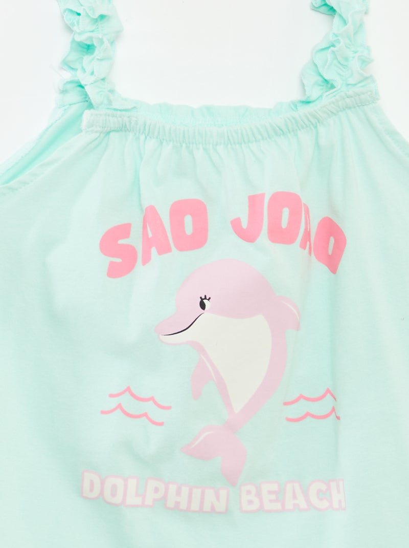 Top imprimé à bretelles volantées BLEU - Kiabi