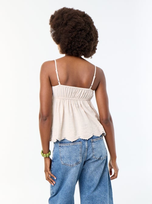 Top in cotone con bordi ricamati - Kiabi Top in cotone con bordi ricamati - Kiabi