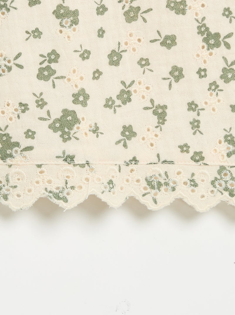 Top in garza di cotone e stampa a fiori Bianco Ecru - Kiabi