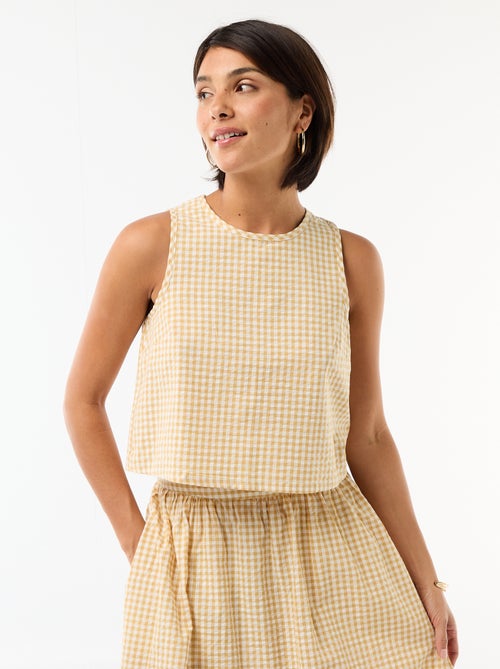 Top sans manches à motif Vichy - Kiabi