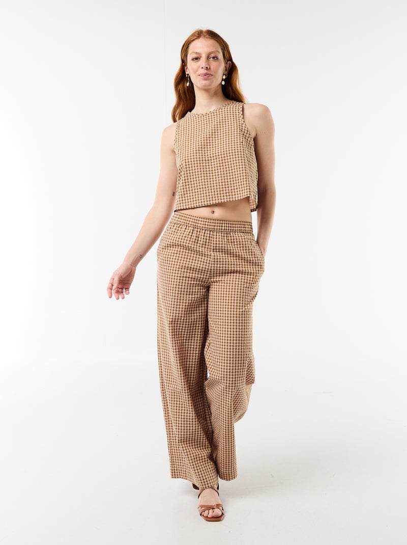 Top sans manches à motif Vichy Rose - Kiabi