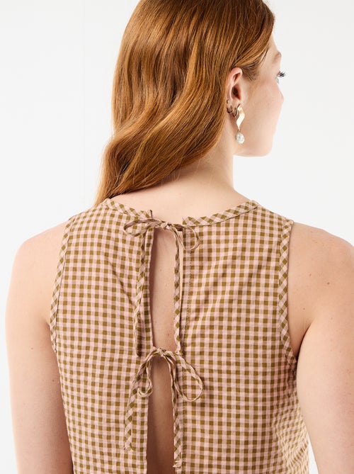 Top sans manches à motif Vichy - Kiabi