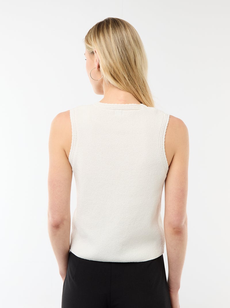 Top sans manches avec boutons dorés Beige - Kiabi