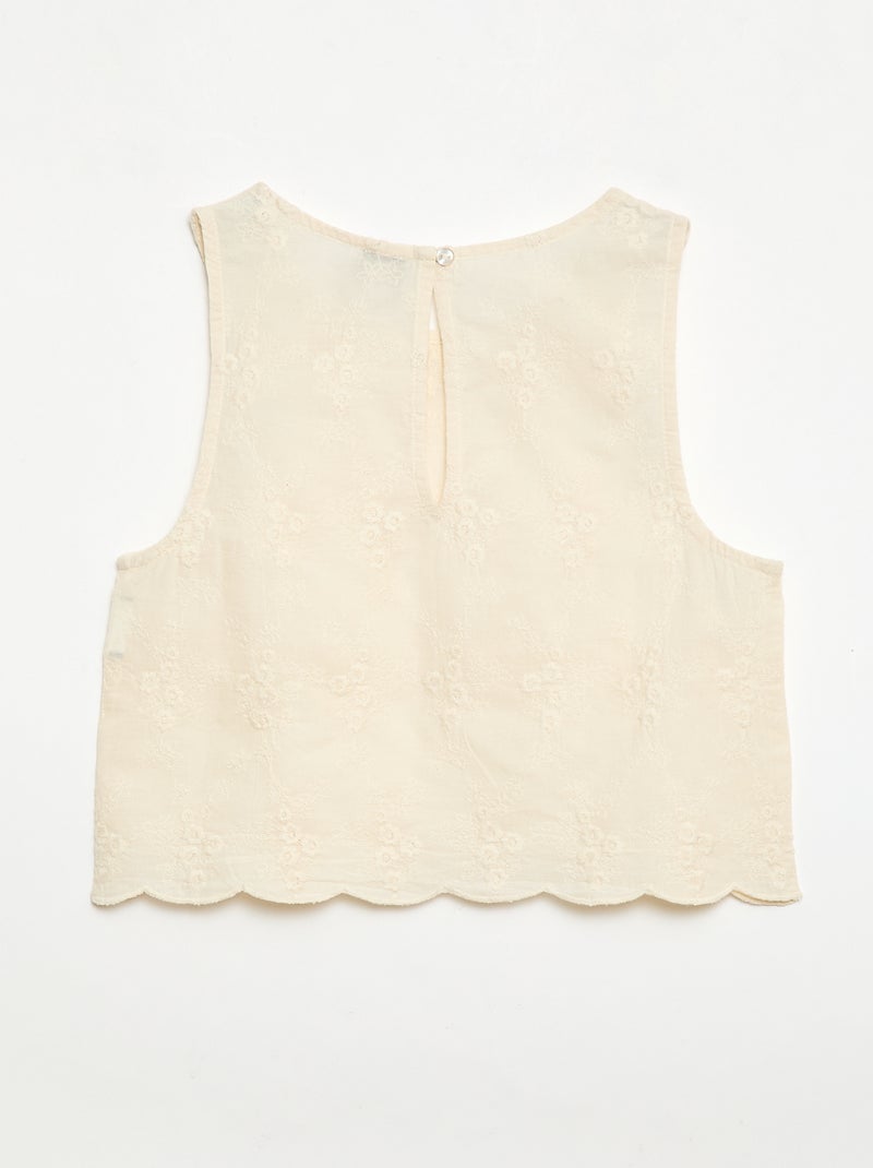 Top sans manches avec broderie all over Blanc - Kiabi