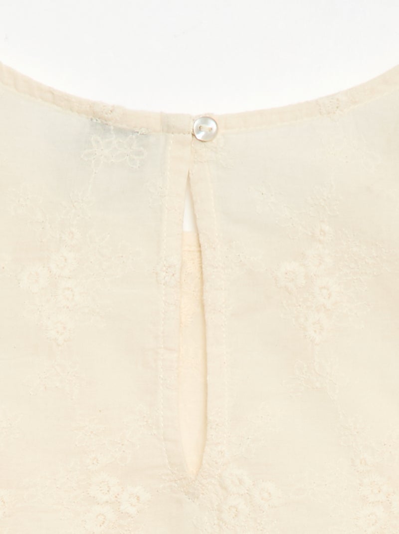 Top sans manches avec broderie all over Blanc - Kiabi