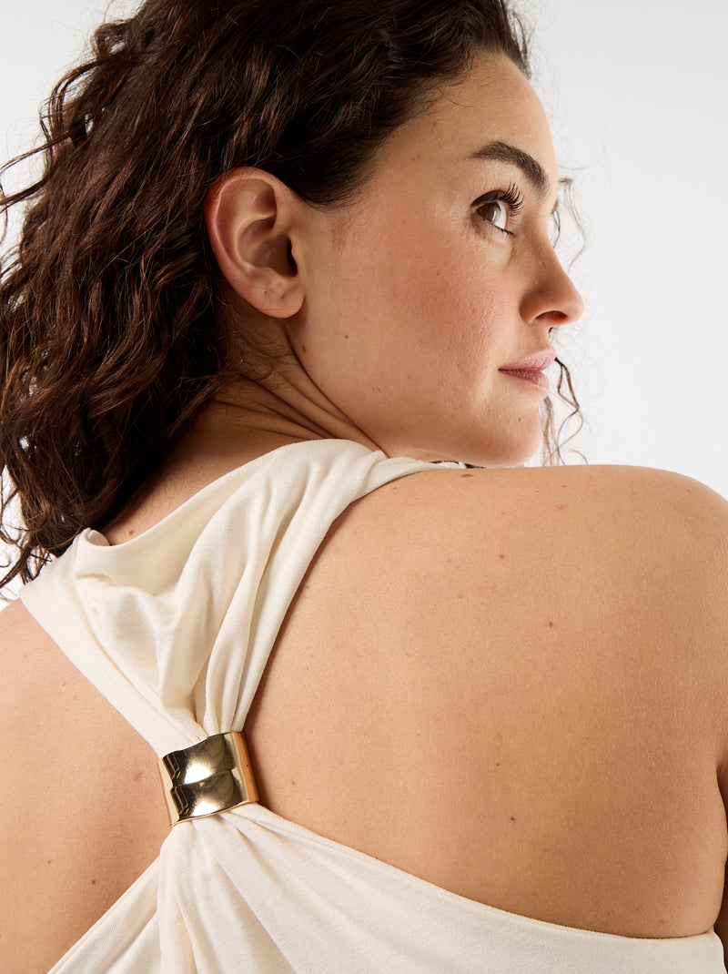 Top sans manches avec encolure drapée Blanc - Kiabi