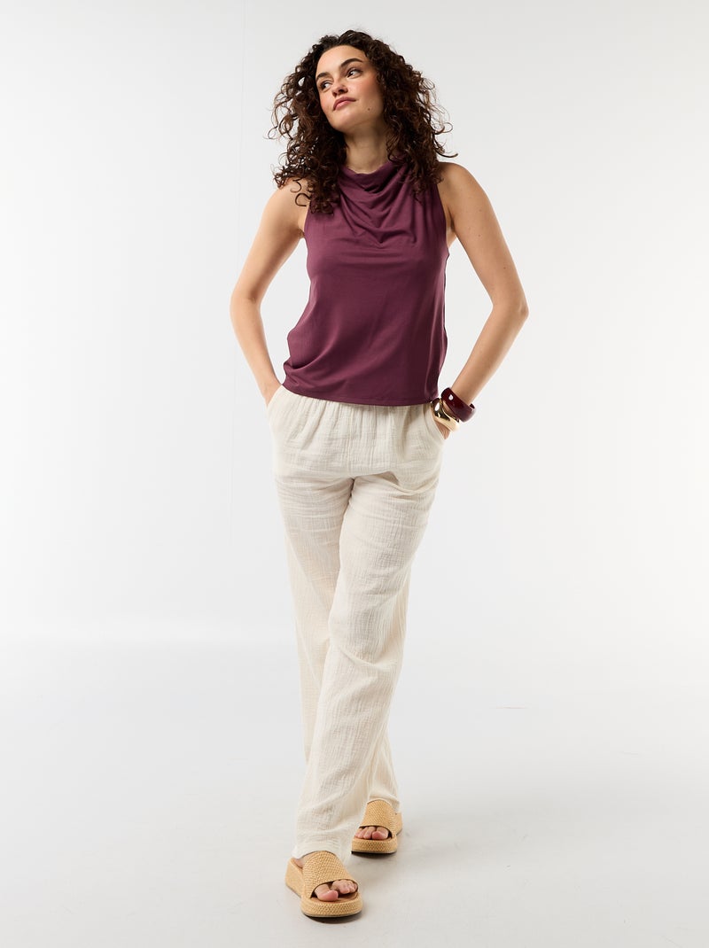 Top sans manches avec encolure drapée Violet - Kiabi