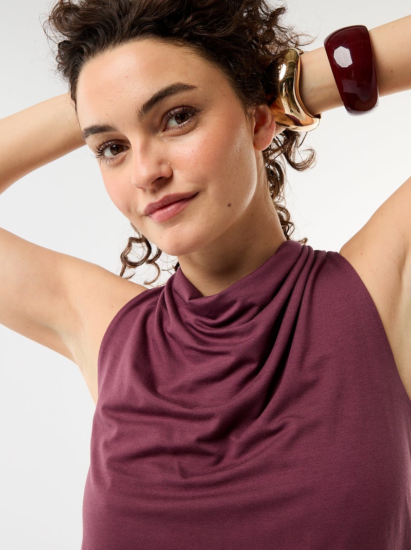 Top sans manches avec encolure drapée Violet - Kiabi