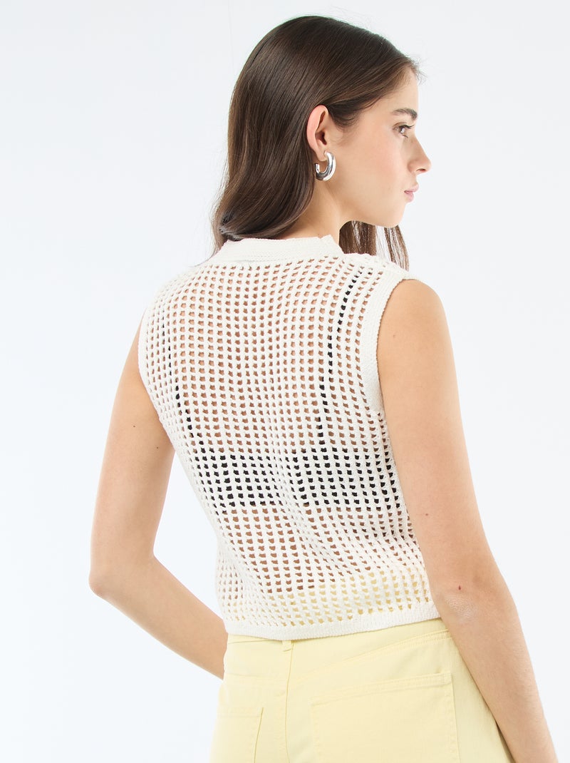 Top sans manches en crochet Blanc - Kiabi