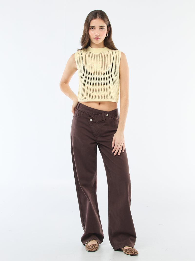 Top sans manches en crochet Jaune - Kiabi