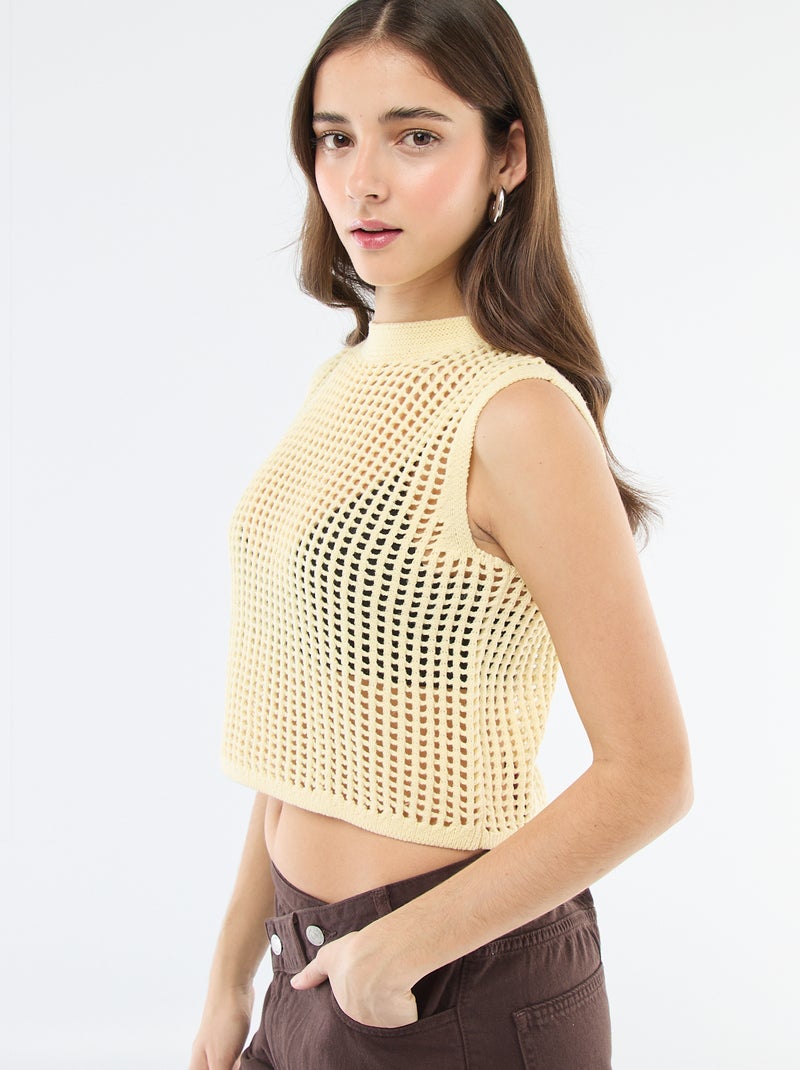 Top sans manches en crochet Jaune - Kiabi