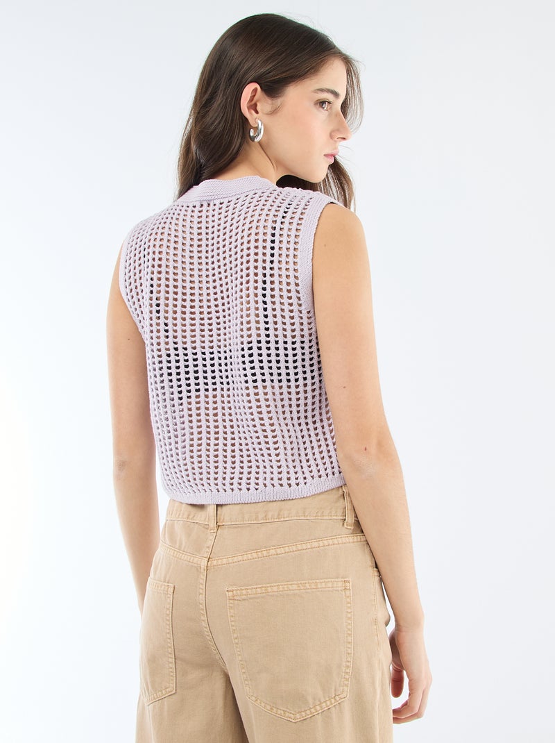 Top sans manches en crochet Rose - Kiabi