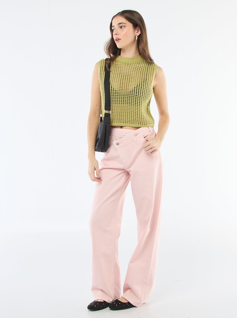 Top sans manches en crochet Vert - Kiabi