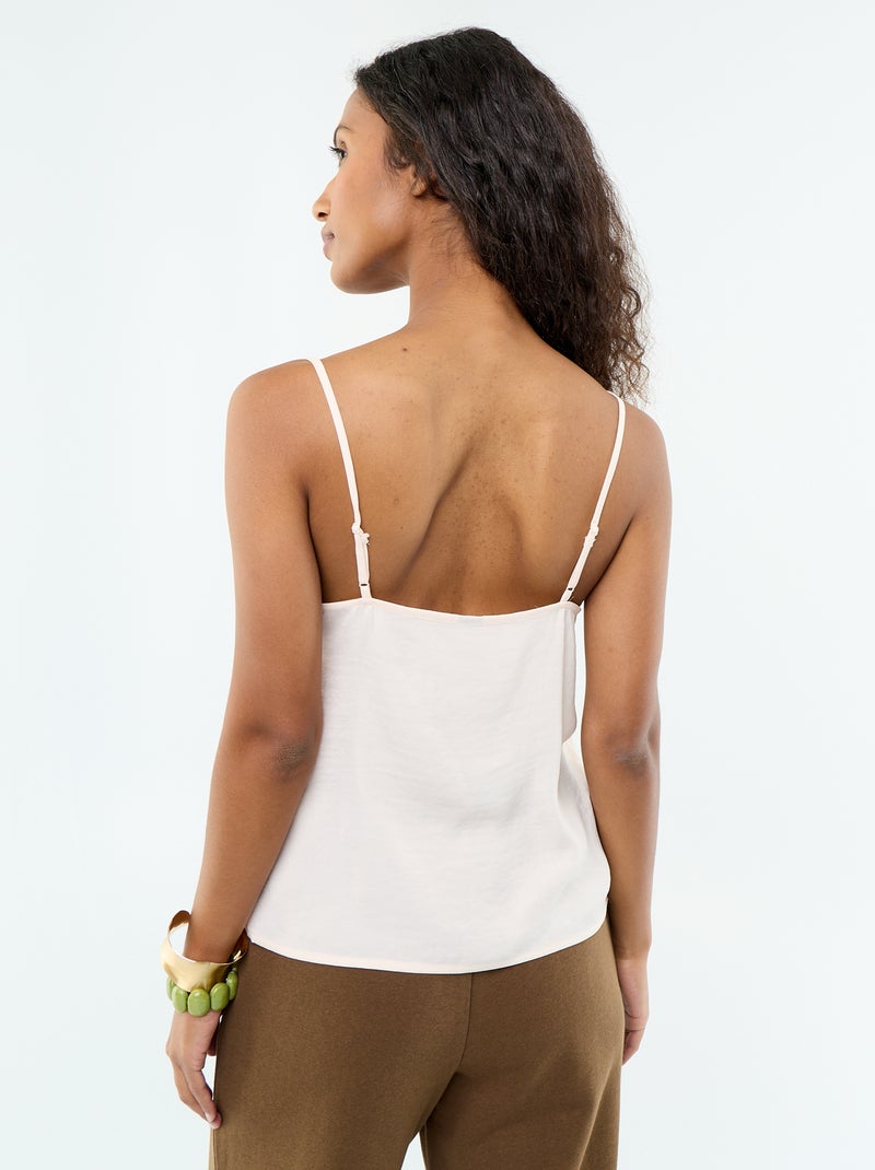 Top satin? avec dentelle Rose p?le - Kiabi